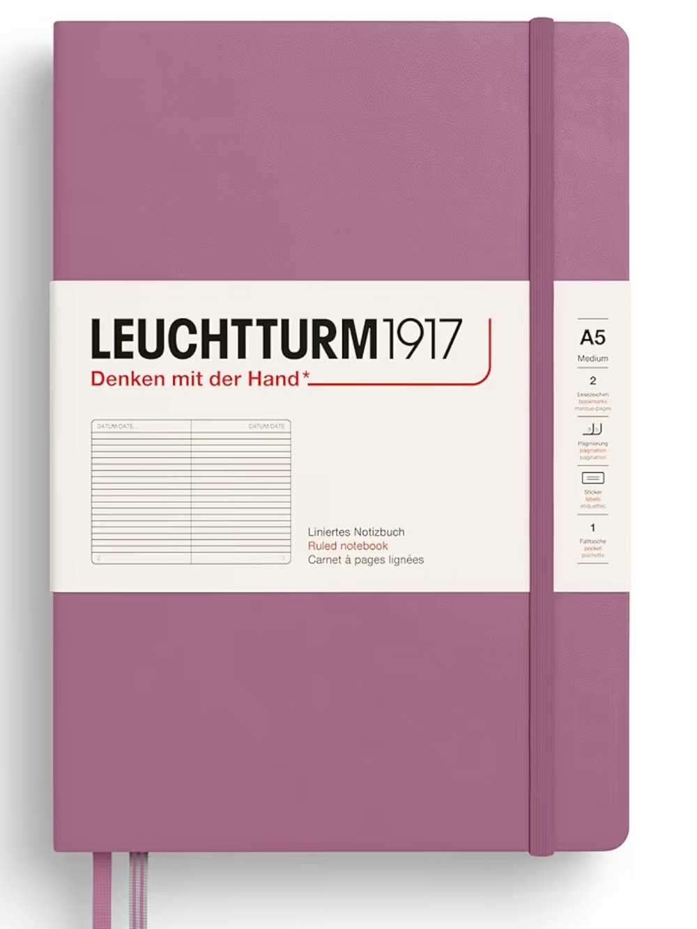 Leuchtturm1917 A5 251 Lined Hardcover Notebook for writing in Dusty Rose NWT